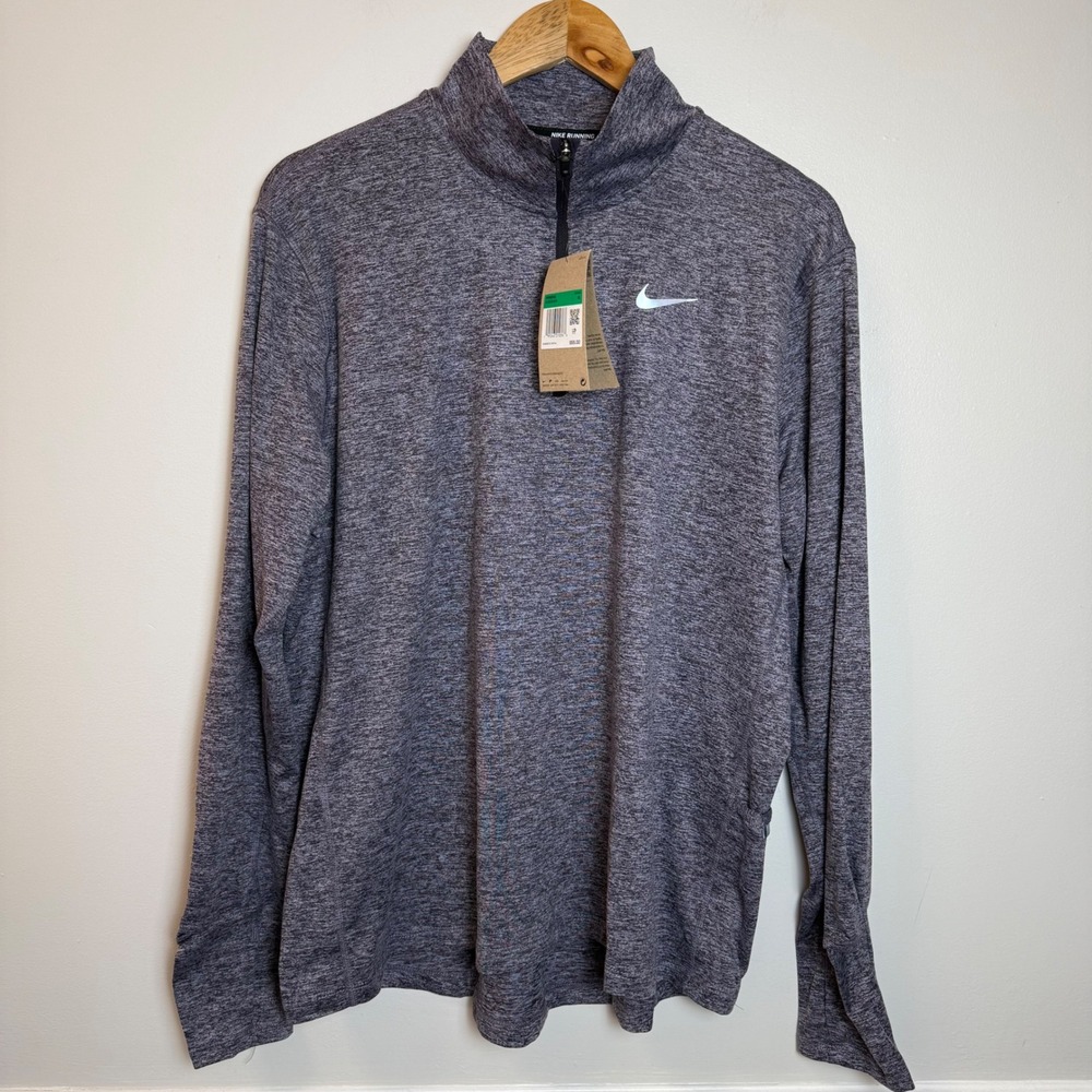 Nike Dri-FIT Running 1/4‎ Zip Pullover Womens XL Gray Thumbholes Athletic Top